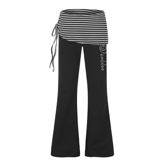 ラインストーン レイヤードフレアスウェットパンツ COLOR:BLACK