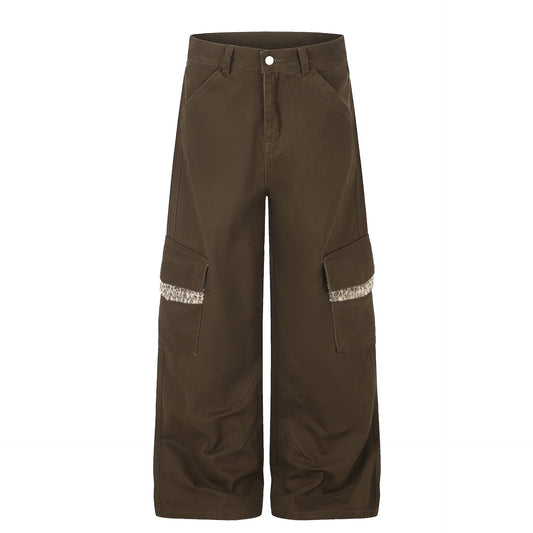 レオパードポケット コントラストステッチワイドパンツ COLOR:BROWN