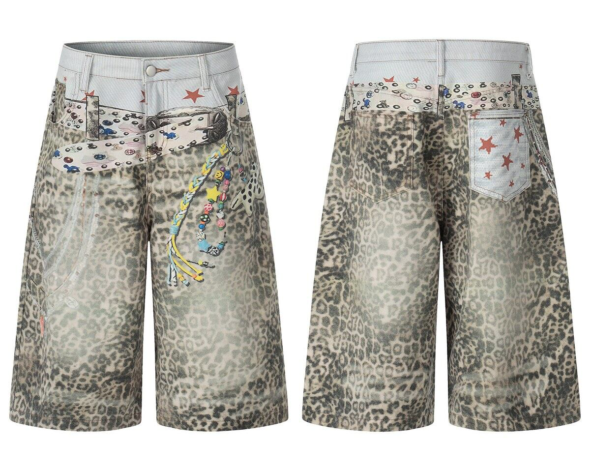 レオパード ワイドクロップドデニムパンツ LEOPARD 05