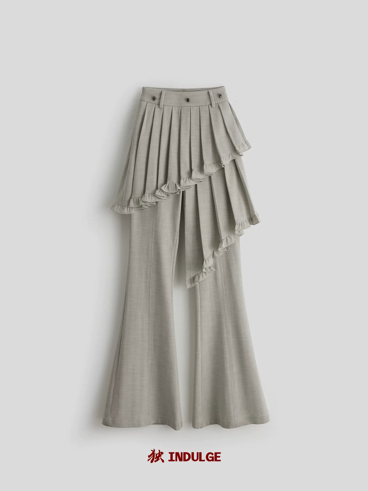 アシンメトリーレース レイヤードフレアパンツ IVORY 4