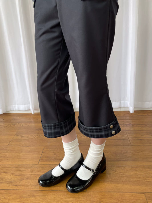 チェックカフ クロップドストレートパンツ detail 2