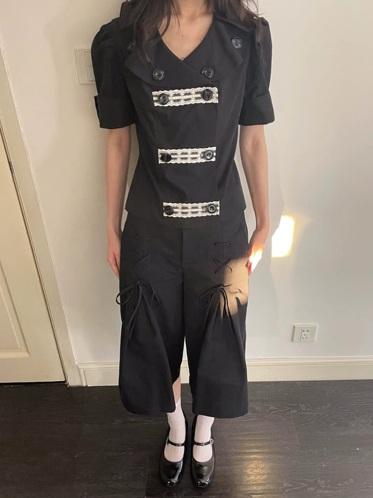 サイドリボン ワイドクロップドパンツ detail 2