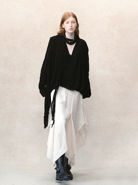 アシンメトリーレイヤード プリーツシャツ styling 12
