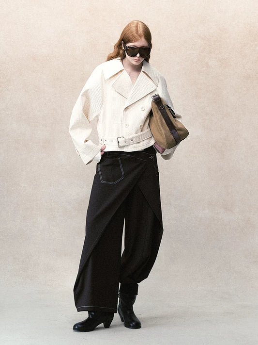 デタッチャブルプリーツ 2WAYトレンチコート OFF WHITE front