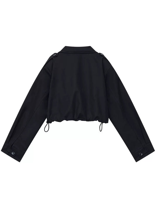 アシンメトリージップ クロップドワークジャケット GREEN・BLACK・IVORY 2