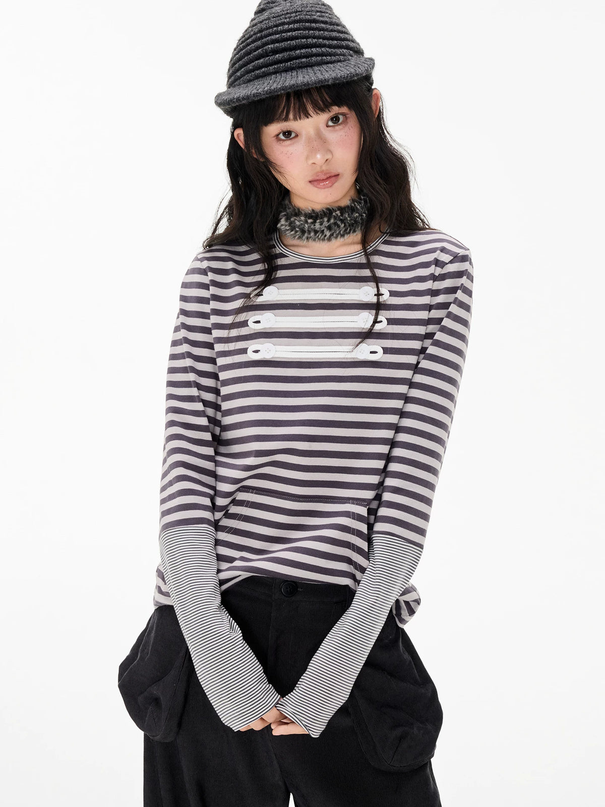 ナポレオンストライプ コントラストロングスリーブTシャツ product image 5