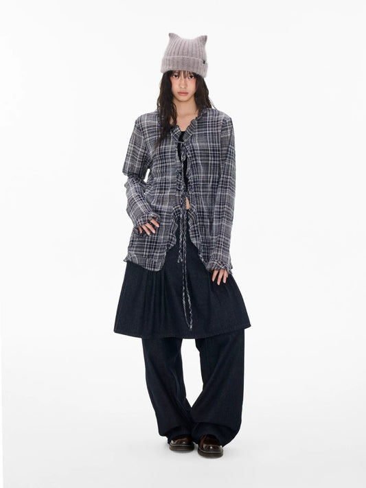 チェックレース ロングスリーブブラウス product image 4
