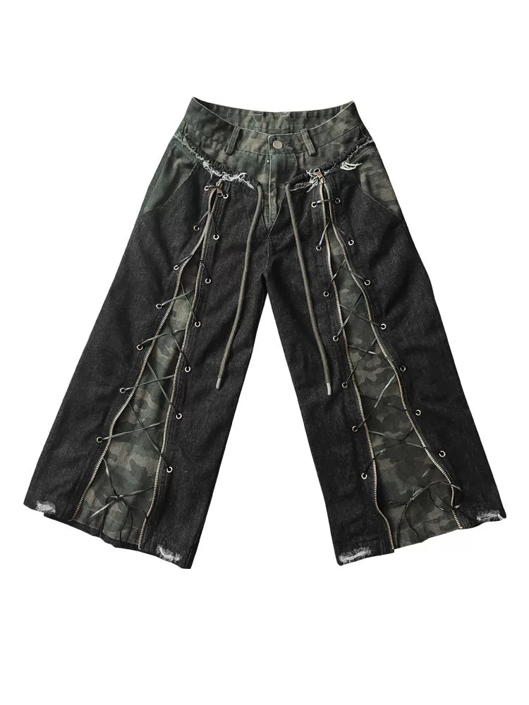 カモフラージュ ストラップクロップドパンツ BLACK 4