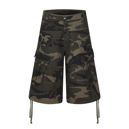 カモフラージュ マルチポケットデニムハーフパンツ CAMO GREEN 01