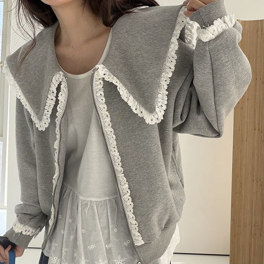 フリルカラー ボアスウェットジャケット COLOR:GREY