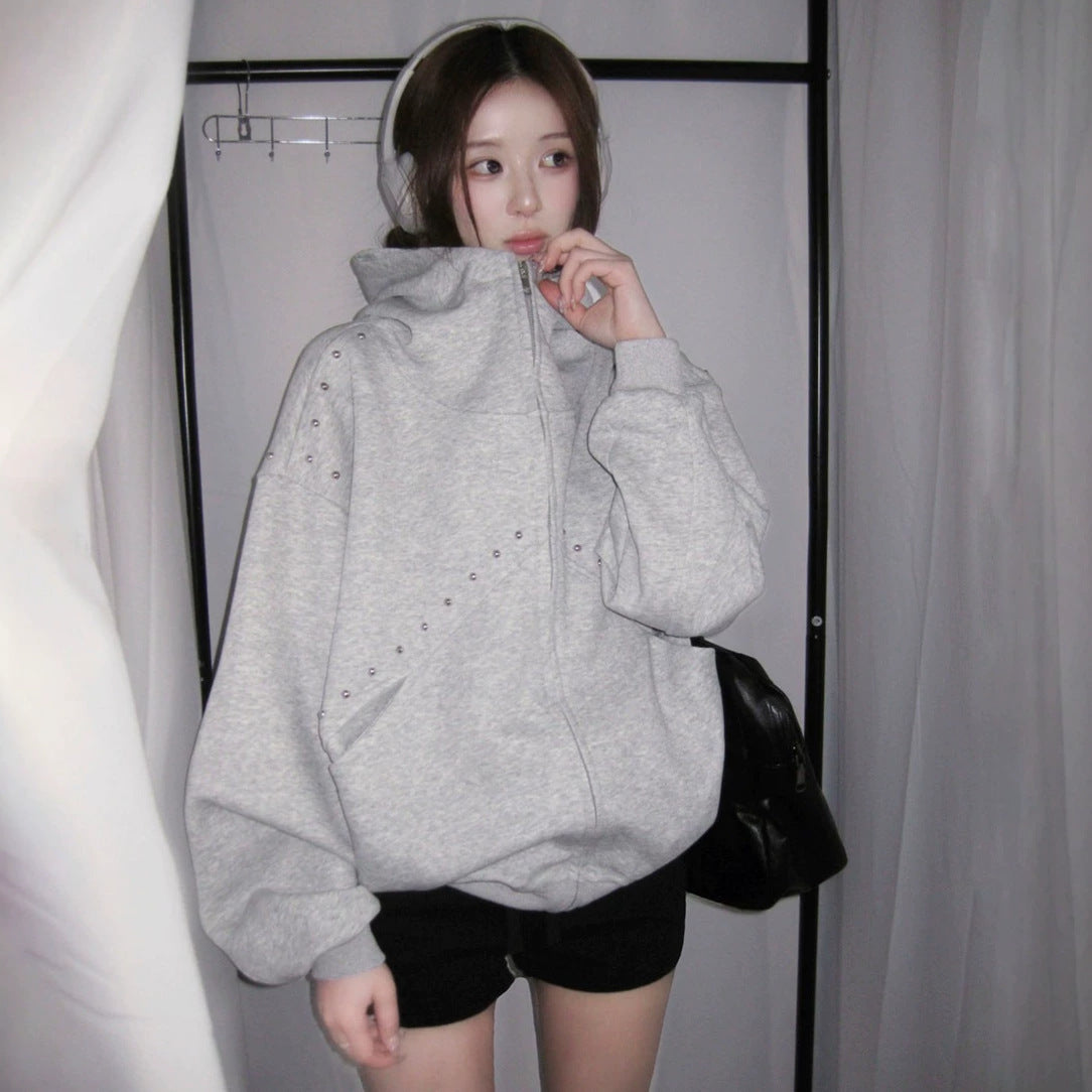 スタッズフーデッド ジップスウェット COLOR:GREY
