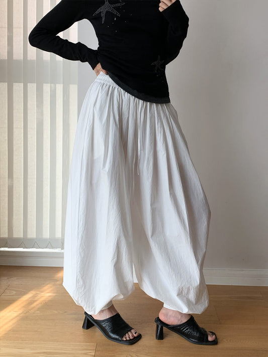 ボタンヘム バルーンワイドパンツ COLOR:WHITE