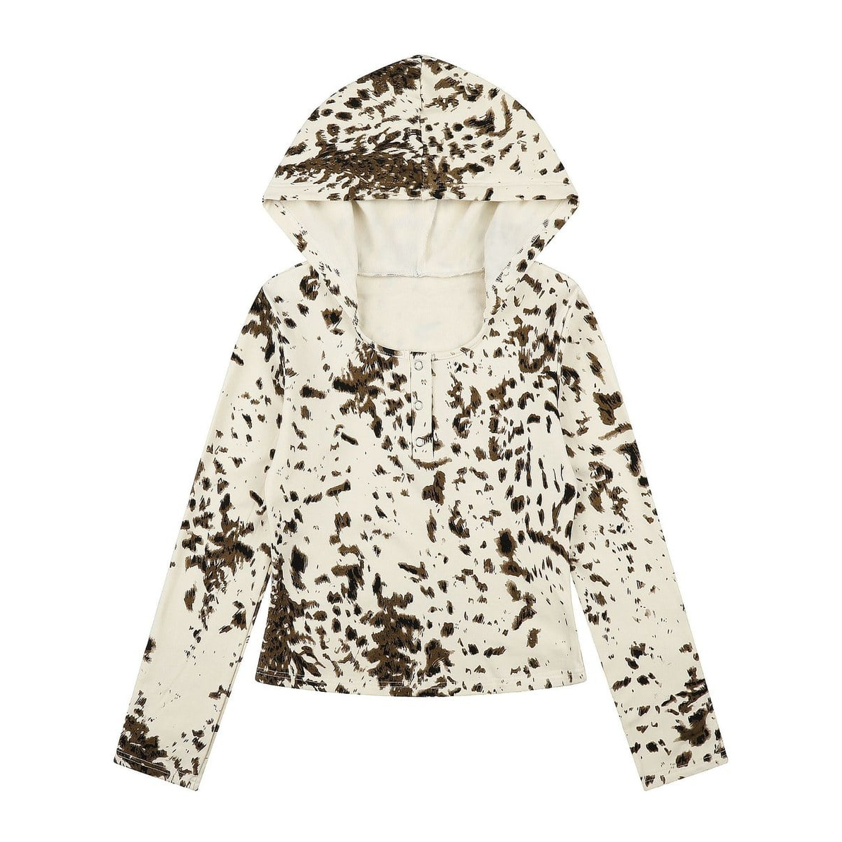 レオパード ハーフボタンフーデッドトップス BEIGE 01