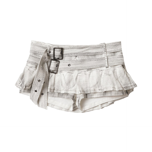 レイヤードプリーツ ミニスカートパンツ COLOR:BEIGE