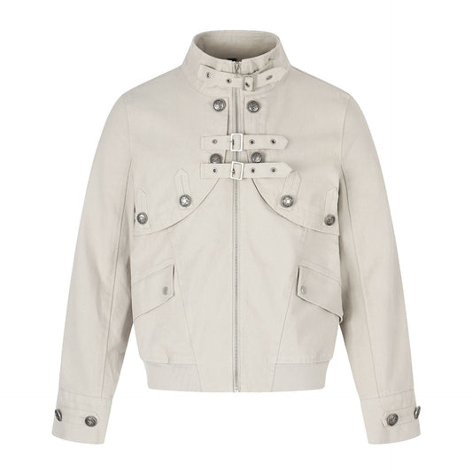ダブルベルト メタルバックルクロップドジャケット COLOR:BEIGE
