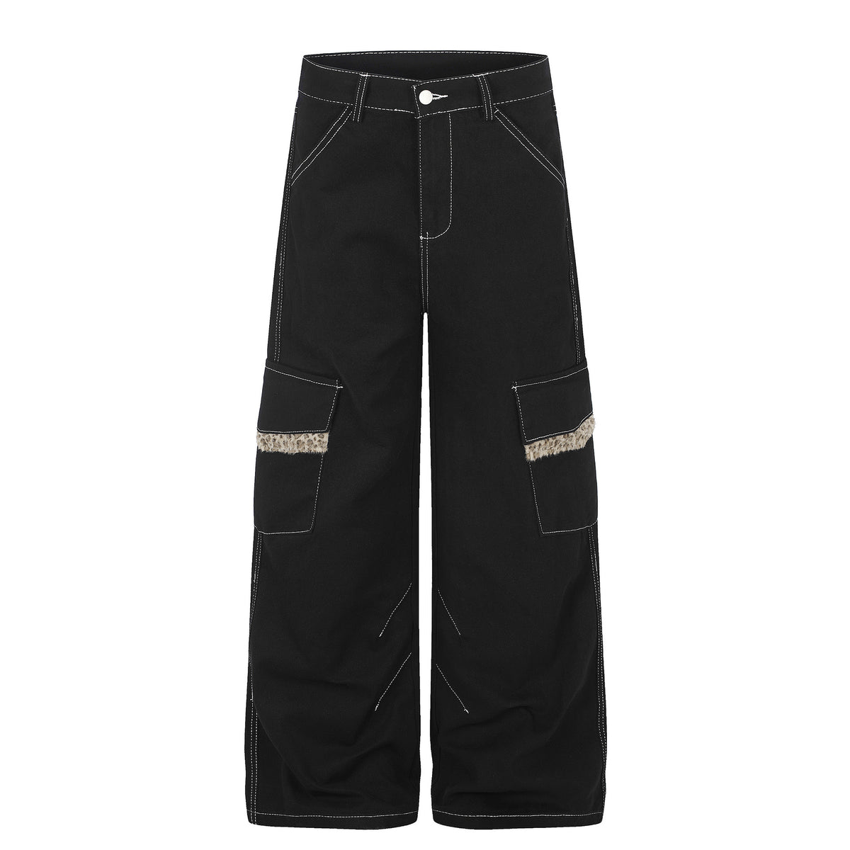 レオパードポケット コントラストステッチワイドパンツ COLOR:BLACK