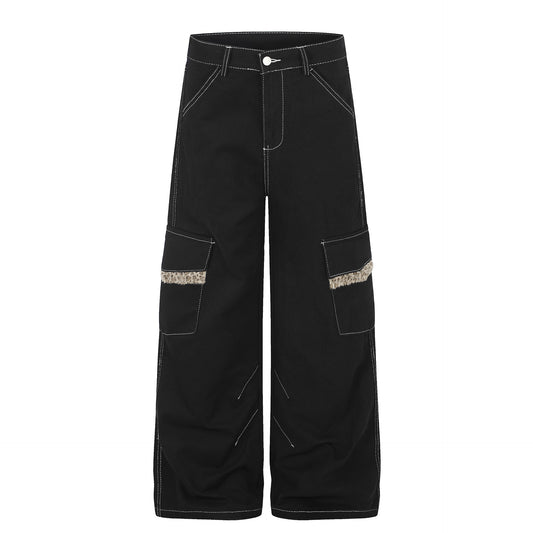 レオパードポケット コントラストステッチワイドパンツ COLOR:BLACK