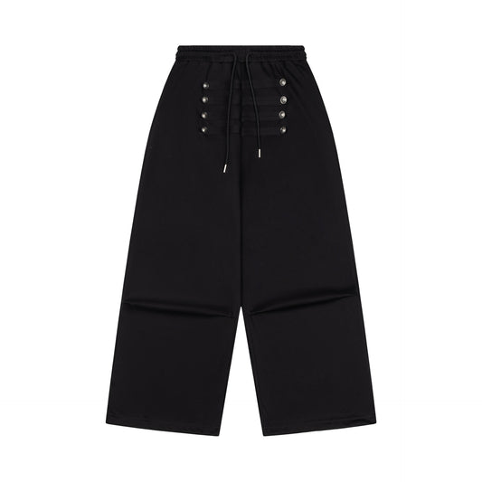 ダブルブレスト ワイドスウェットパンツ COLOR:BLACK