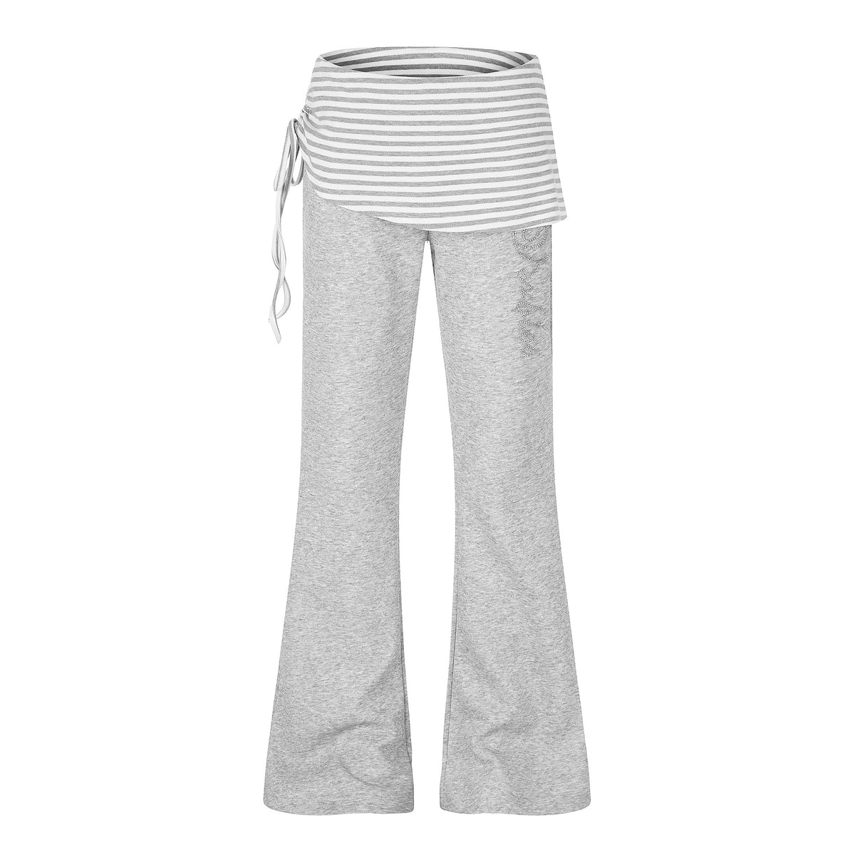 ラインストーン レイヤードフレアスウェットパンツ COLOR:GREY