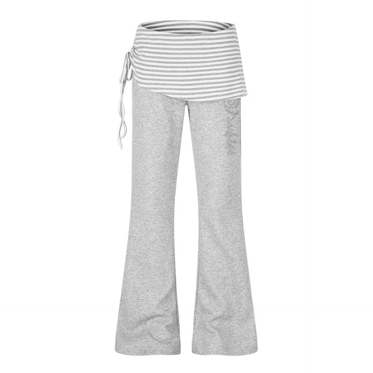 ラインストーン レイヤードフレアスウェットパンツ COLOR:GREY