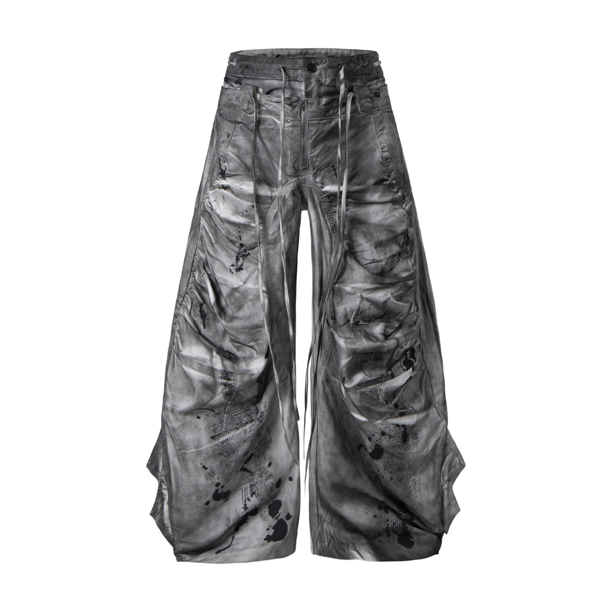 アシンメトリーレイヤード ワイドデニムパンツ COLOR:GREY