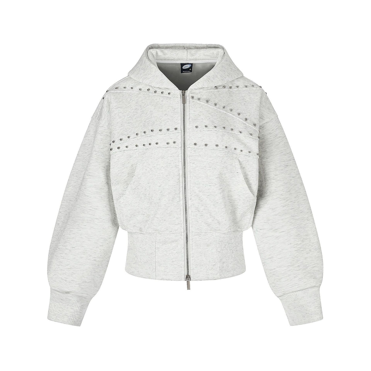 スタッズウォッシュド ダブルジップフーディー COLOR:LIGHT GRAY