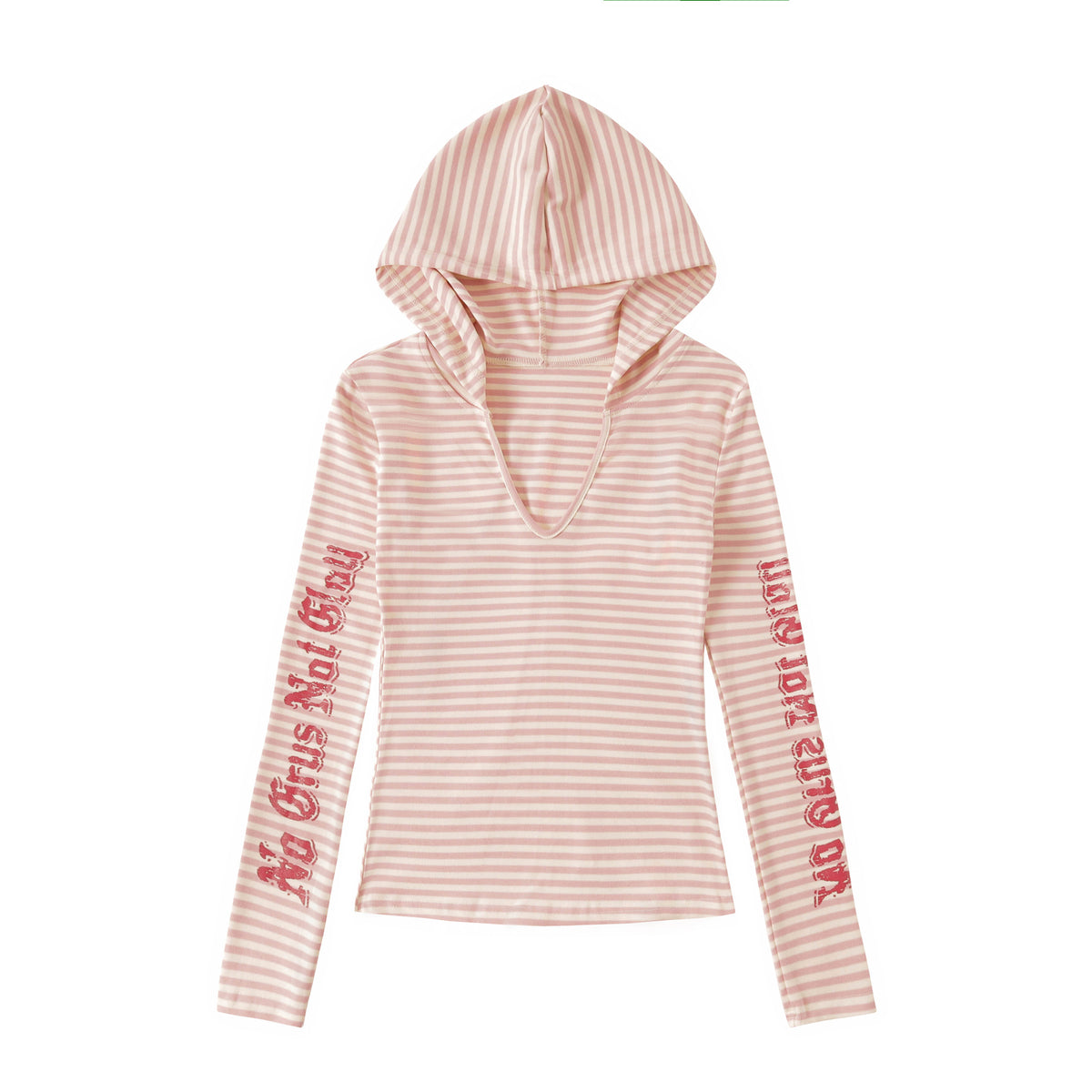 ロゴスリーブ ボーダーVネックフーディー COLOR:PINK