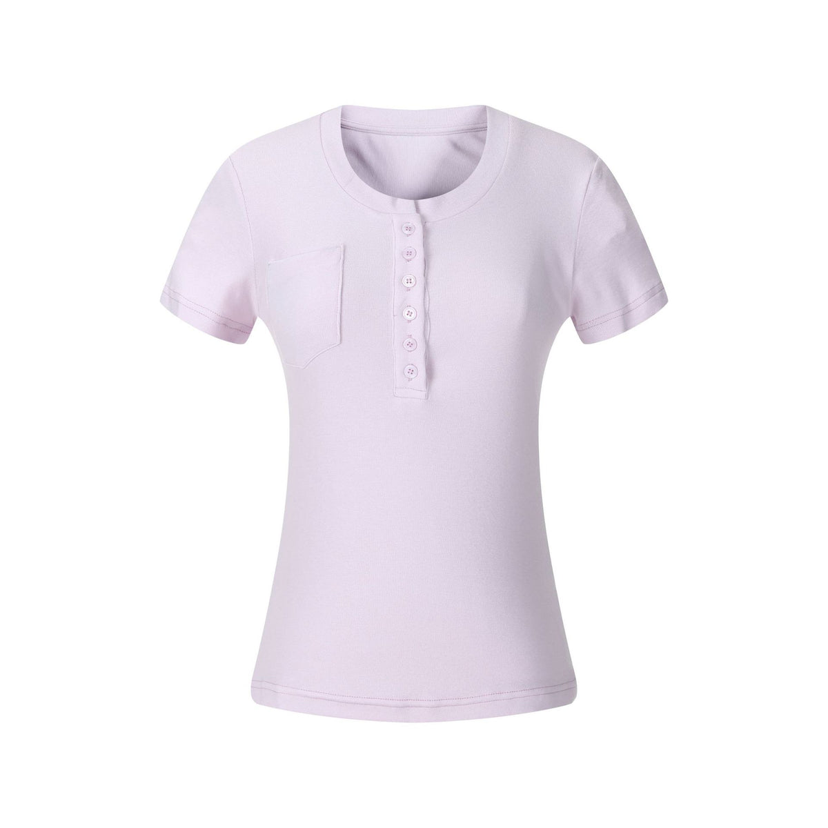 ミニポケット ヘンリーネックショートスリーブトップス COLOR:PINK