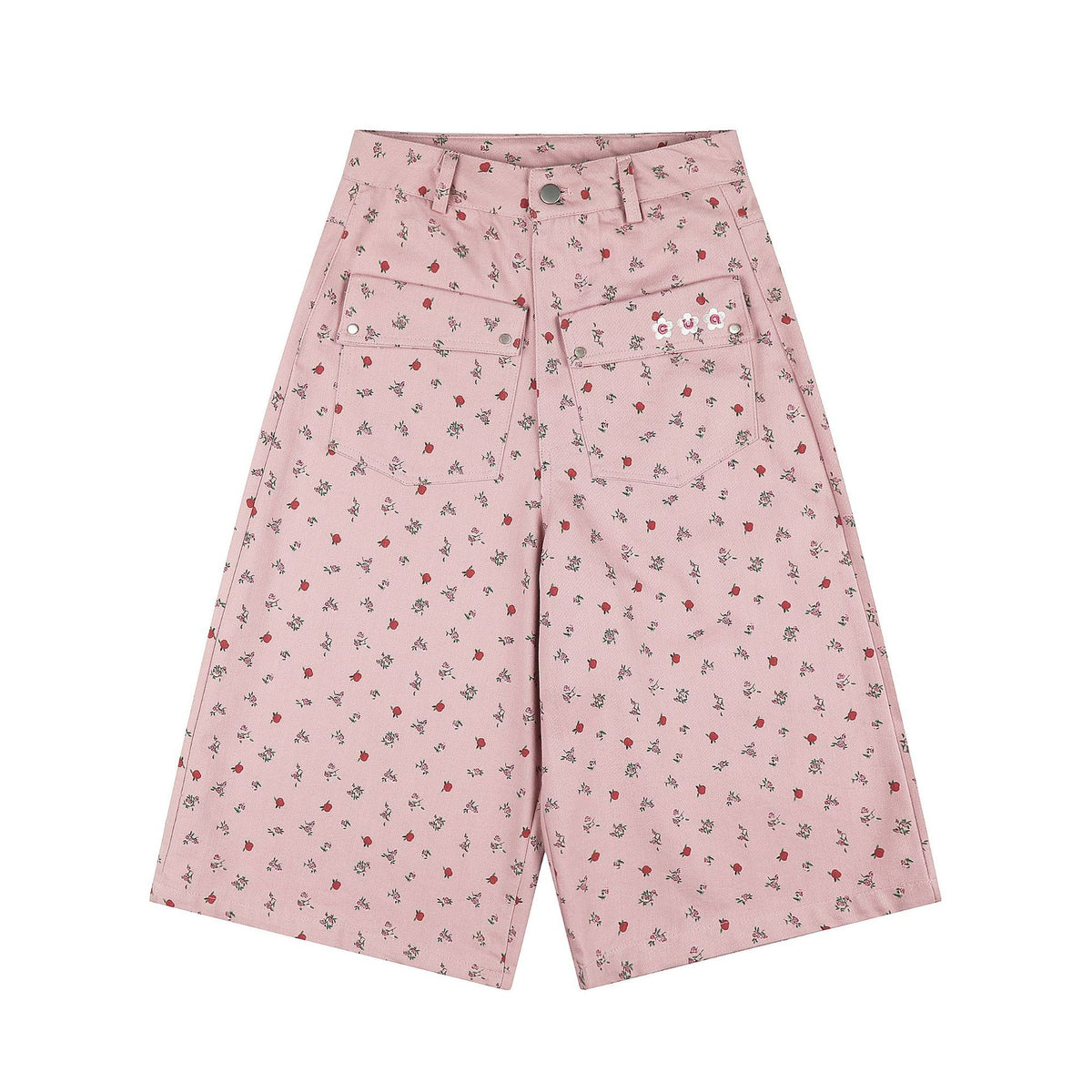 フラワープリント ワイドデニムハーフパンツ COLOR:PINK