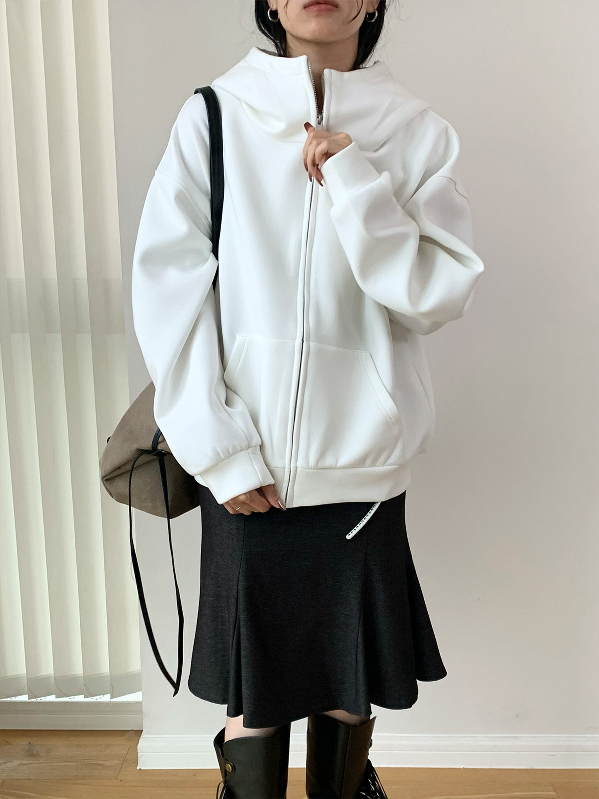 ヘビーウェイト オーバーサイズジップフーディー COLOR:WHITE