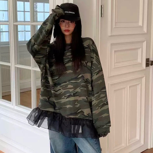 カモフラージュレオパード オーバーサイズスウェット COLOR:CAMOUFLAGE GREEN