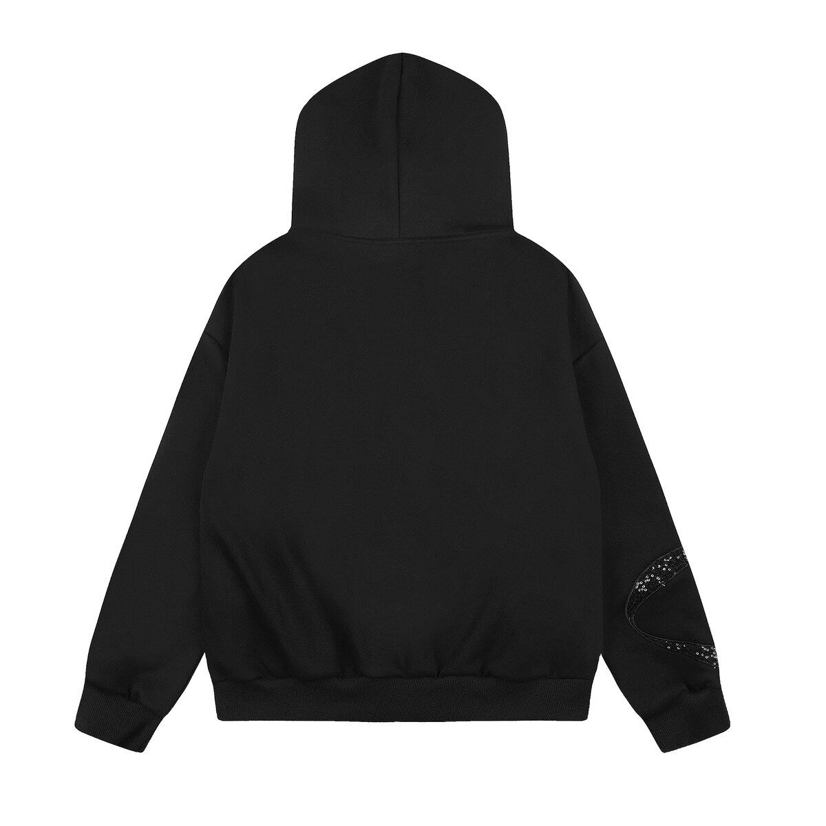 スパンコールリボン パッチジップフーディー BLACK 02