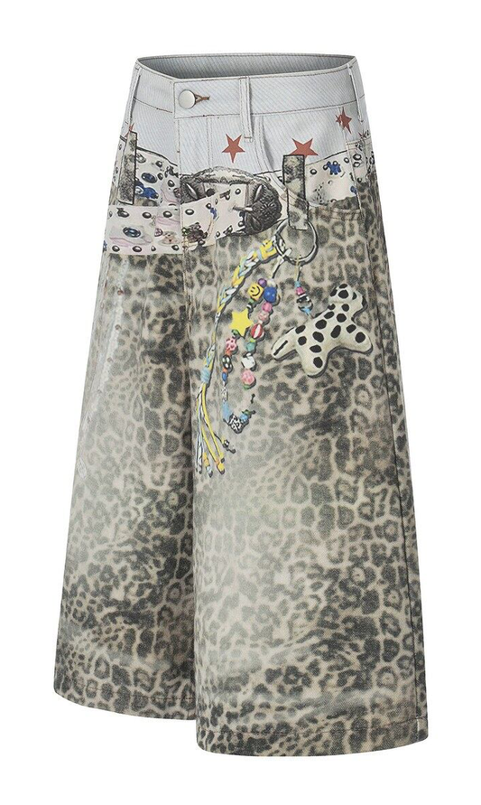 レオパード ワイドデニムハーフパンツ LEOPARD 02