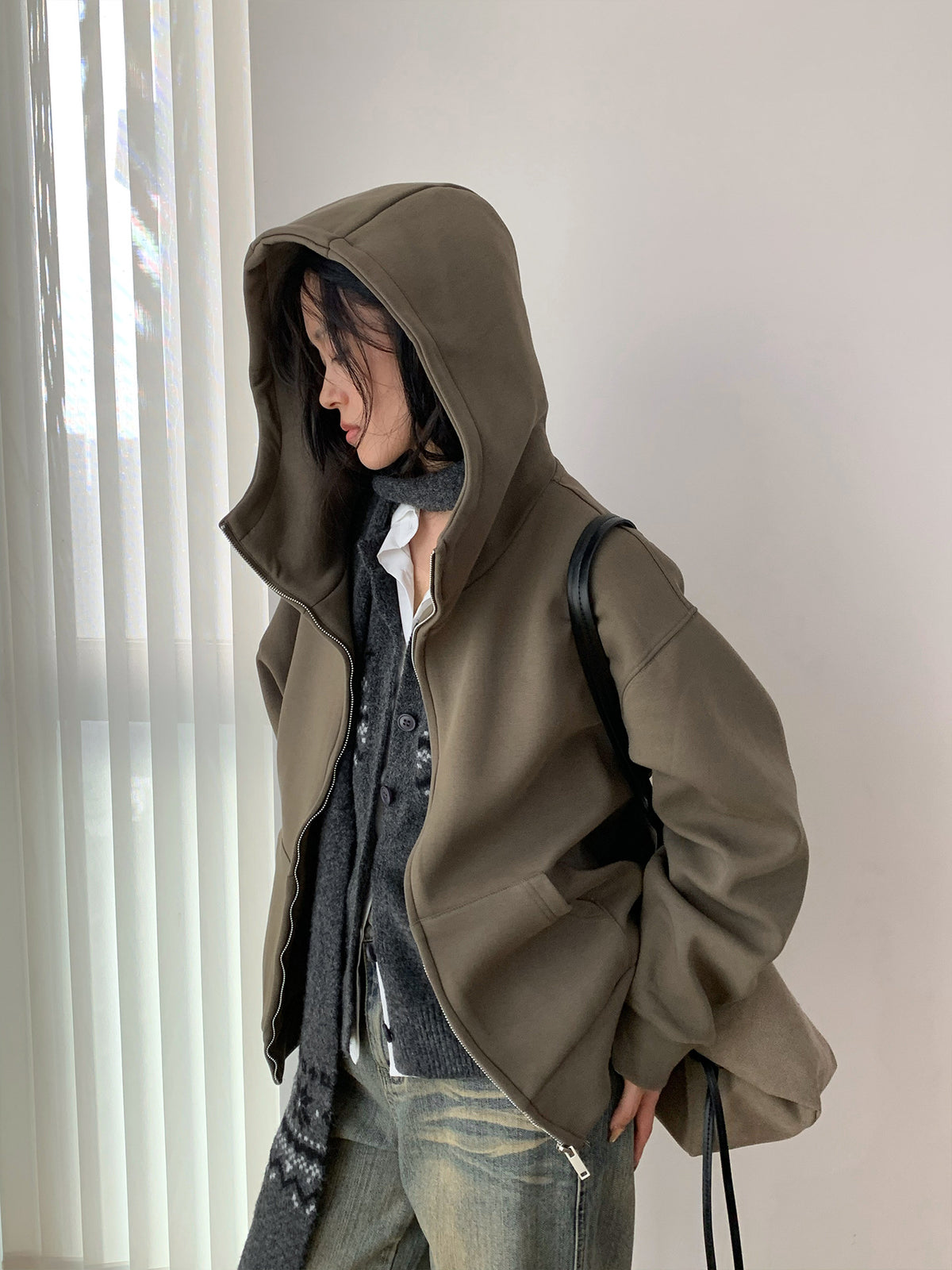 ヘビーウェイト オーバーサイズジップフーディー COLOR:ARMY GREEN