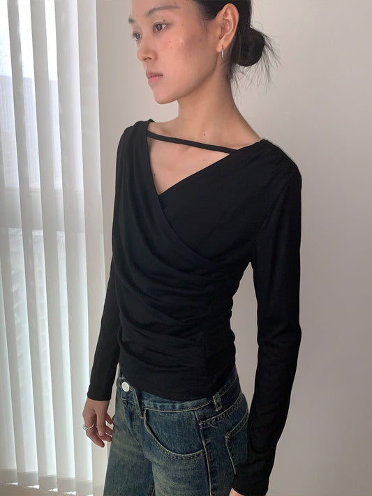 クロスホルター 2WAYオフショルダートップス COLOR:BLACK