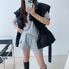 ベルテッド パデッドロングベスト