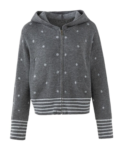 ドットフーデッド ジップニットカーディガン GREY 03