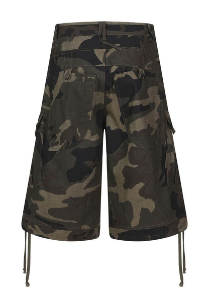 カモフラージュ マルチポケットデニムハーフパンツ CAMO GREEN 03