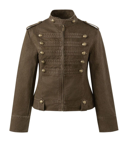 ダブルブレスト スタンドカラーデニムジャケット BROWN 03