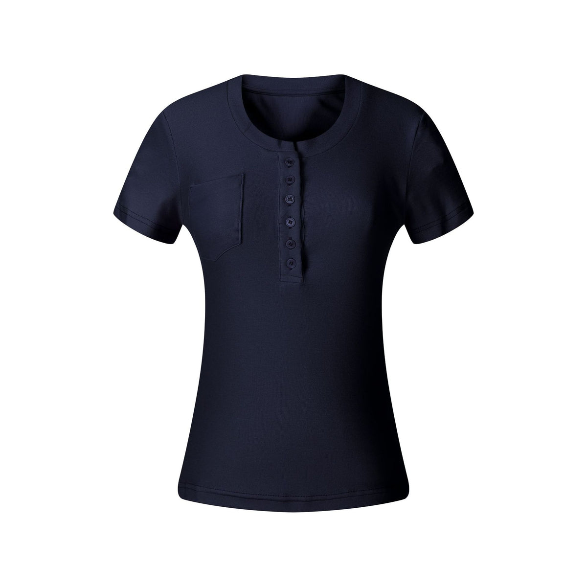 ミニポケット ヘンリーネックショートスリーブトップス COLOR:NAVY