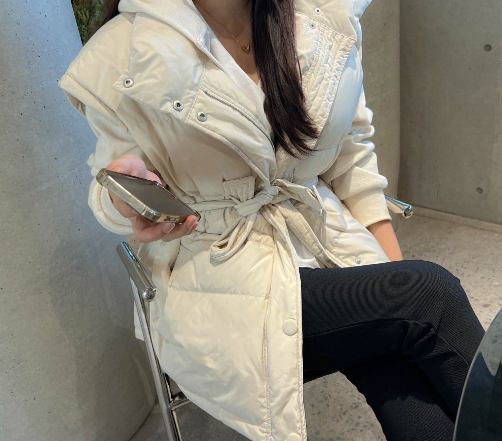 ベルテッド パデッドロングベスト COLOR:BEIGE