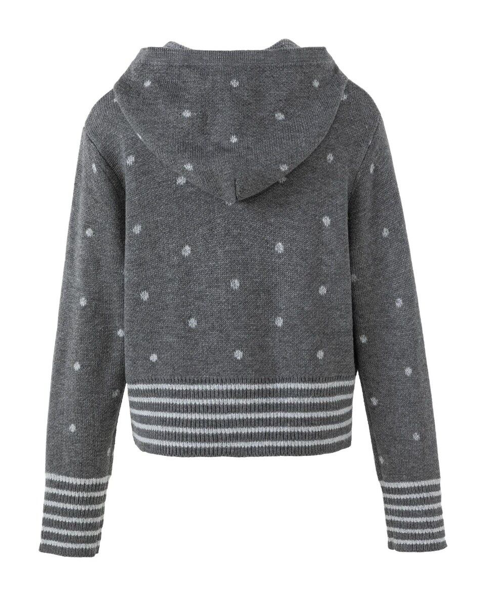 ドットフーデッド ジップニットカーディガン GREY 04