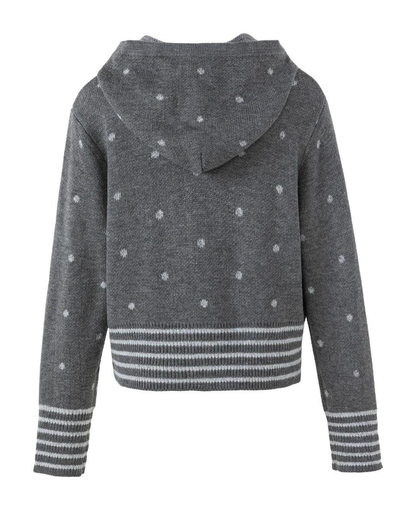 ドットフーデッド ジップニットカーディガン GREY 04