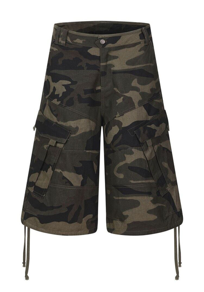 カモフラージュ マルチポケットデニムハーフパンツ CAMO GREEN 05