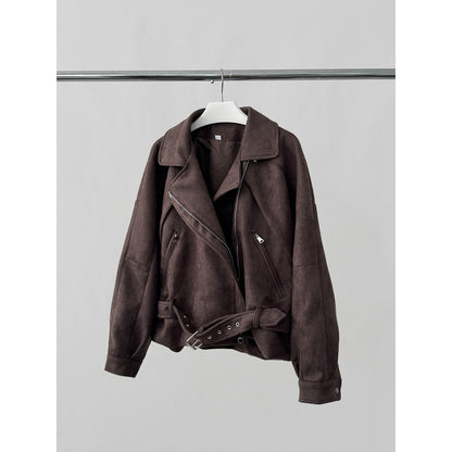 スエードライク ウエストシェイプライダースジャケット DARK RED 05