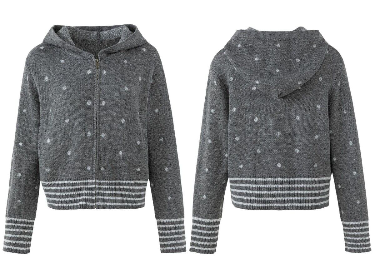 ドットフーデッド ジップニットカーディガン GREY 05