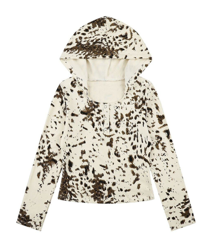 レオパード ハーフボタンフーデッドトップス BEIGE 05