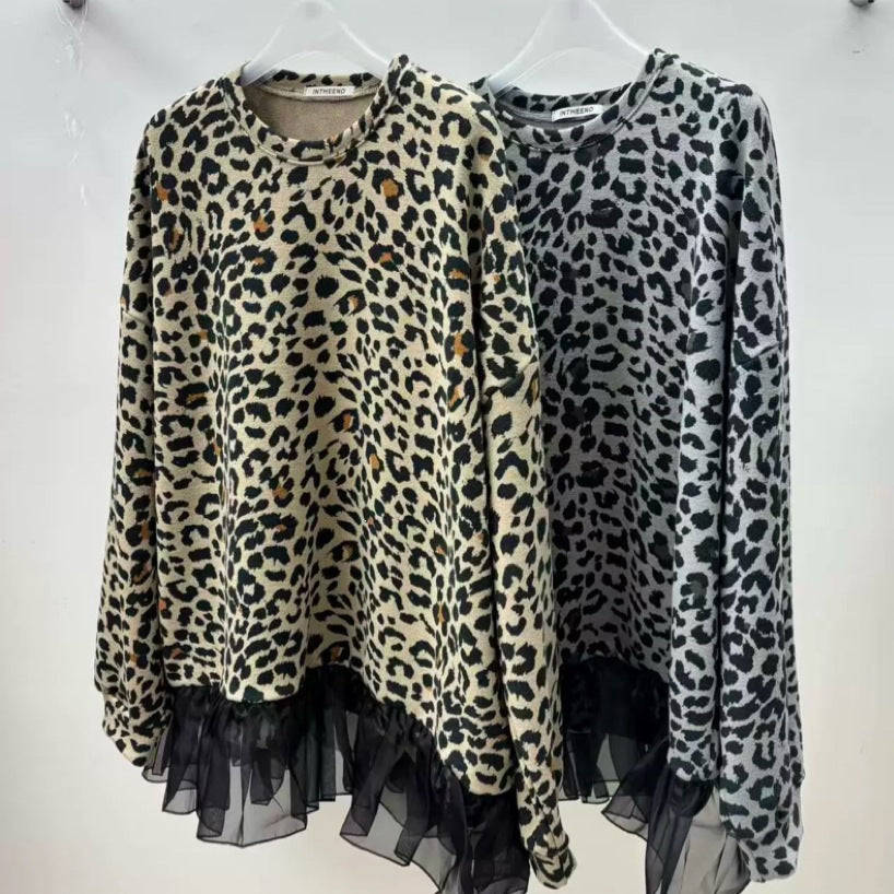 カモフラージュレオパード オーバーサイズスウェット COLOR:GREY LEOPARD