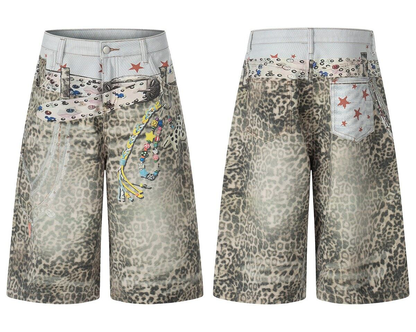 レオパード ワイドクロップドデニムパンツ LEOPARD 05