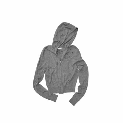 ダメージ加工 ショートニットパーカー｜1JINN STUDIO｜商品画像